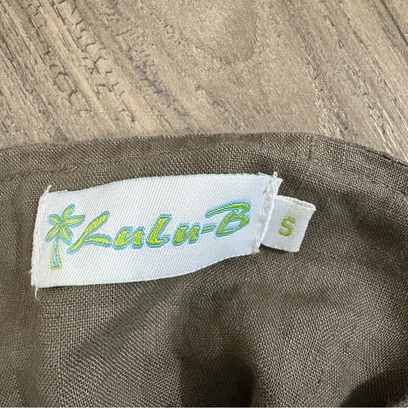 Lulu-B 100% Linen Womens S Blouse Brown Resort Travel Coverup Embellished Sequin - Picture 14 of 14